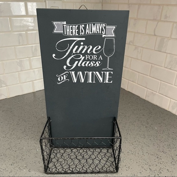 Wall Basket & Sign There's Always Time for... Wine - Picture 1 of 10